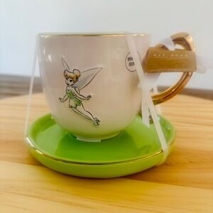 Rae Dunn / Disney Tinkerbell Mug with Green Saucer